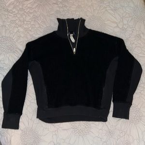 Lululemon Black Sherpa Half Zip Sweatshirt with Pocket